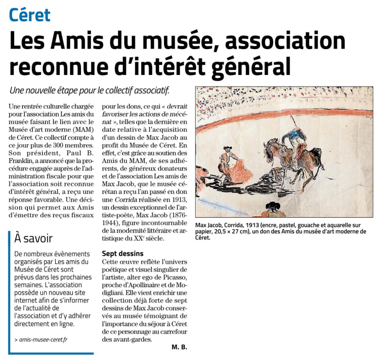 Donation Dessin Max Jacob Indépendant 5 octobre 2025